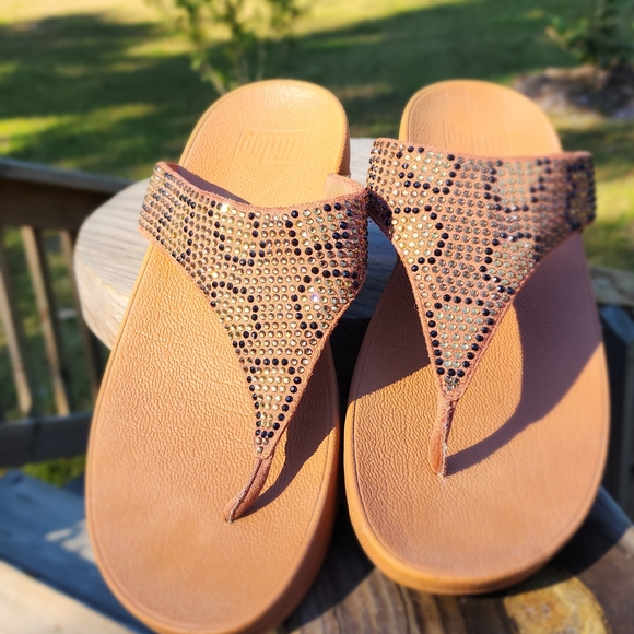 Fitflop Shoes - Fitflop Brown Rhinestone Sandals, Size10